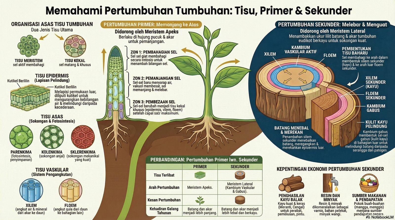 NOTA BIOLOGI TINGKATAN 5 BAB 1: Organisasi Tisu Tumbuhan