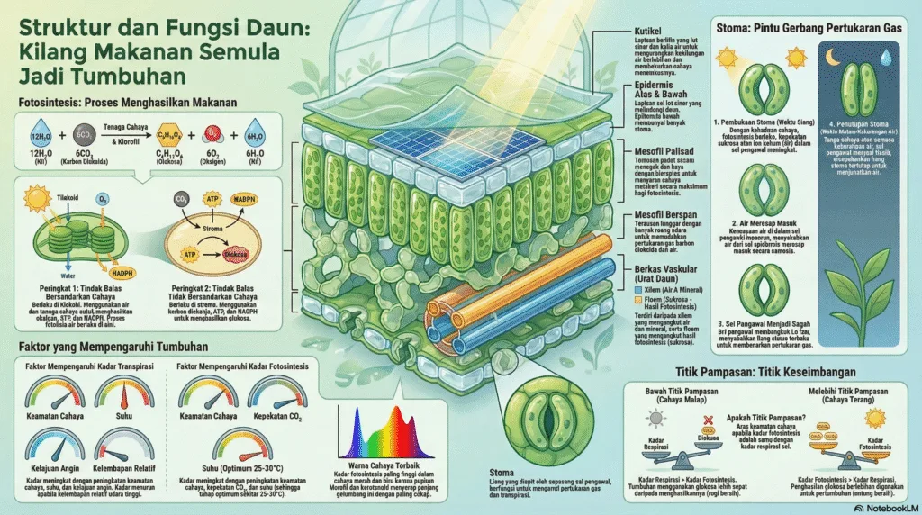 Nota Biologi Tingkatan 5 Bab 2: Struktur dan Fungsi Daun