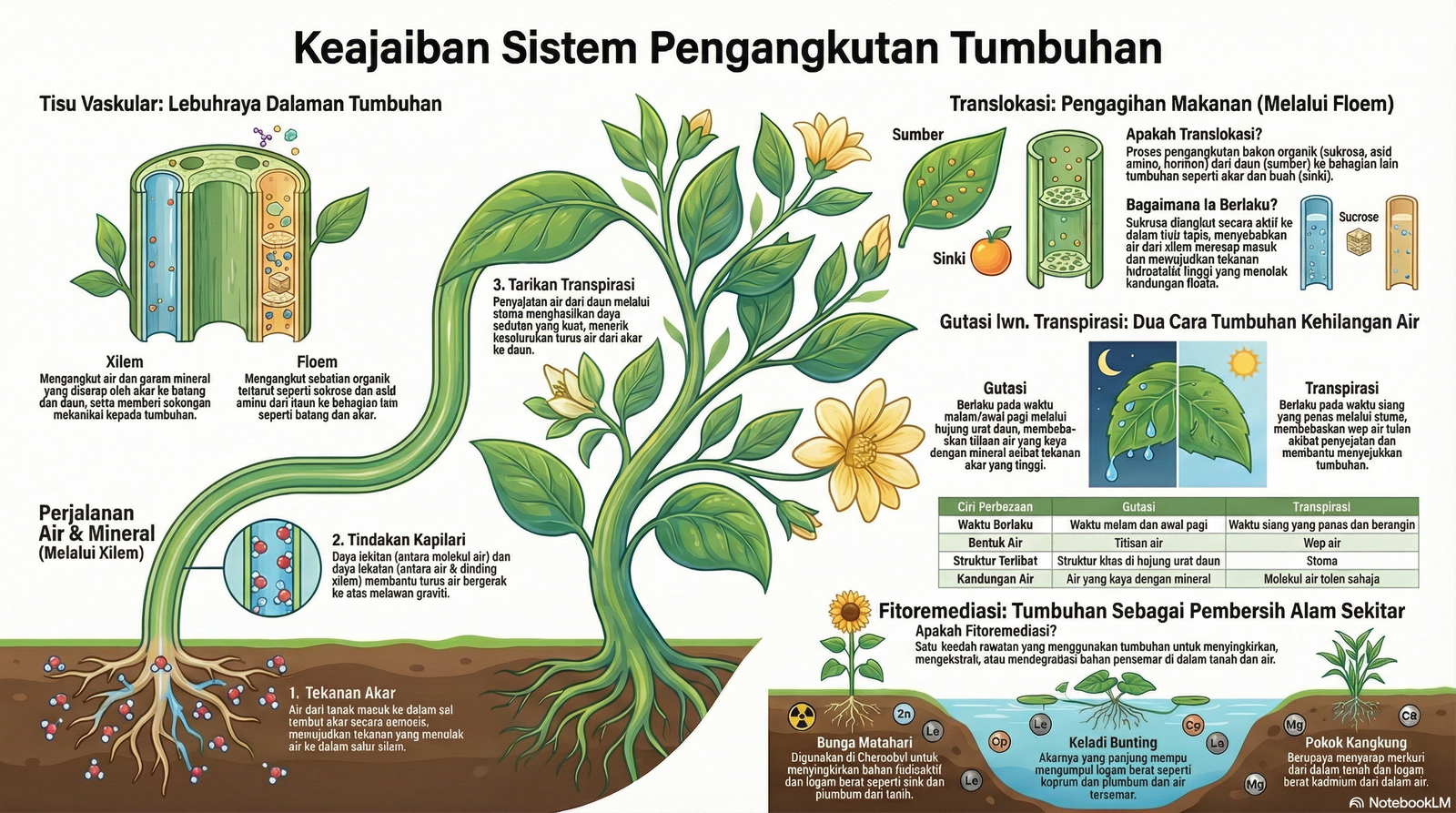 Nota Biologi Tingkatan 5 Bab 4: Pengangkutan Dalam Tumbuhan