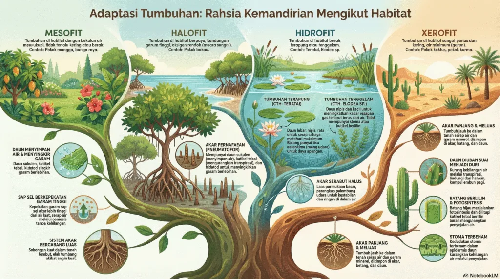 Nota Biologi Tingkatan 5 Bab 7: Penyesuaian Tumbuhan Dalam Habitat