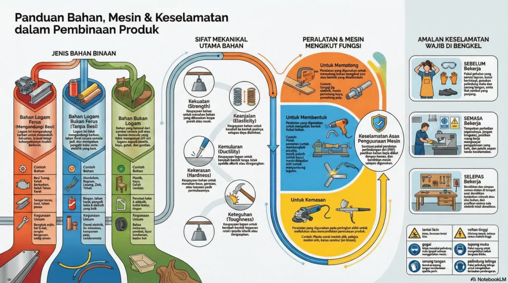 Nota Reka Cipta Tingkatan 5 Bab 2: Bahan Peralatan Dan Mesin Pembinaan Produk