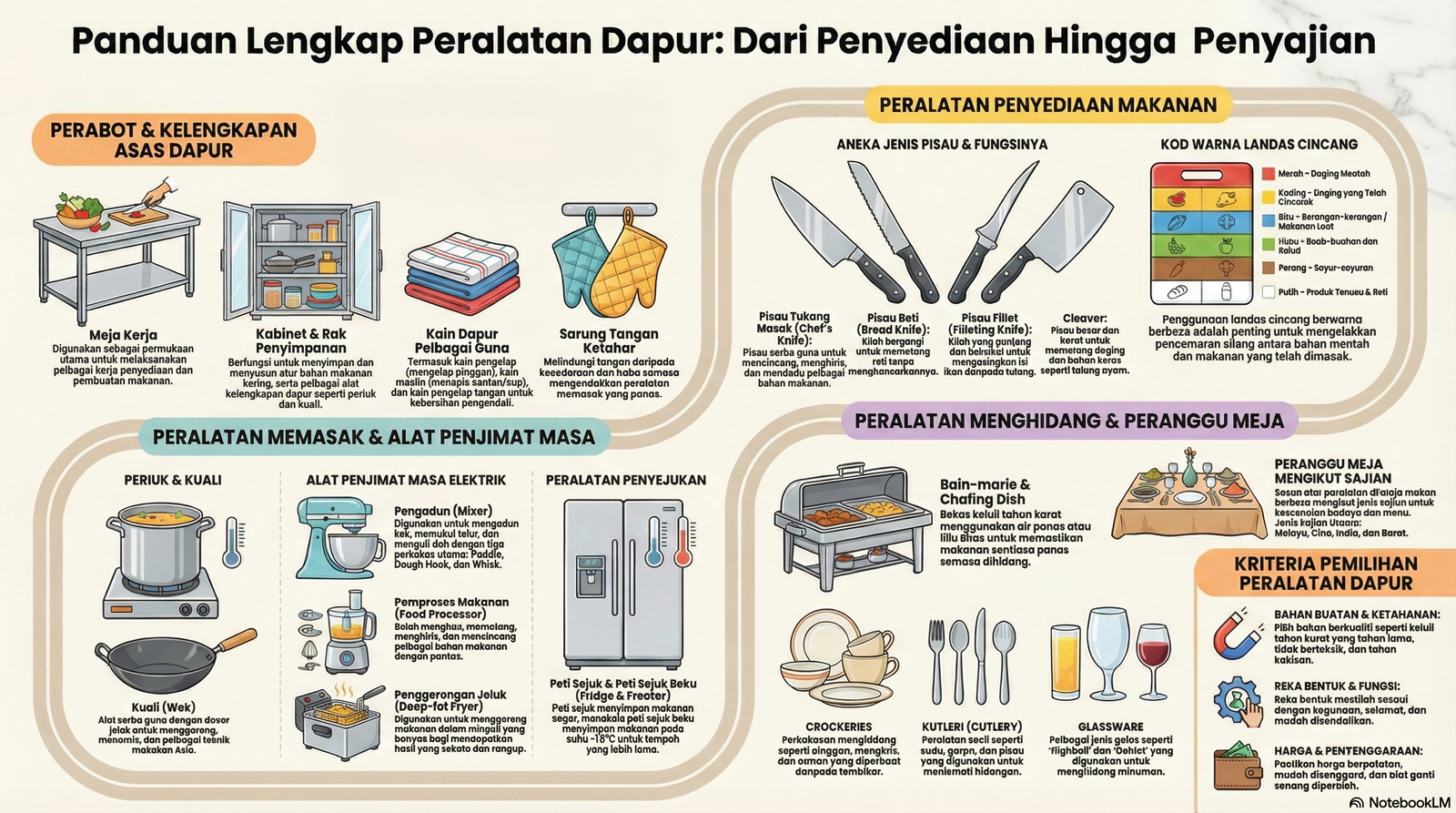 Nota Sains Rumah Tangga Tingkatan 5 Bab 3: Peralatan Penyediaan Dan Penyajian Makanan