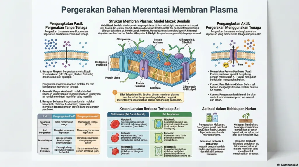 Nota Biologi Tingkatan 4 Bab 3: Pergerakan Bahan Merentasi Membran Plasma