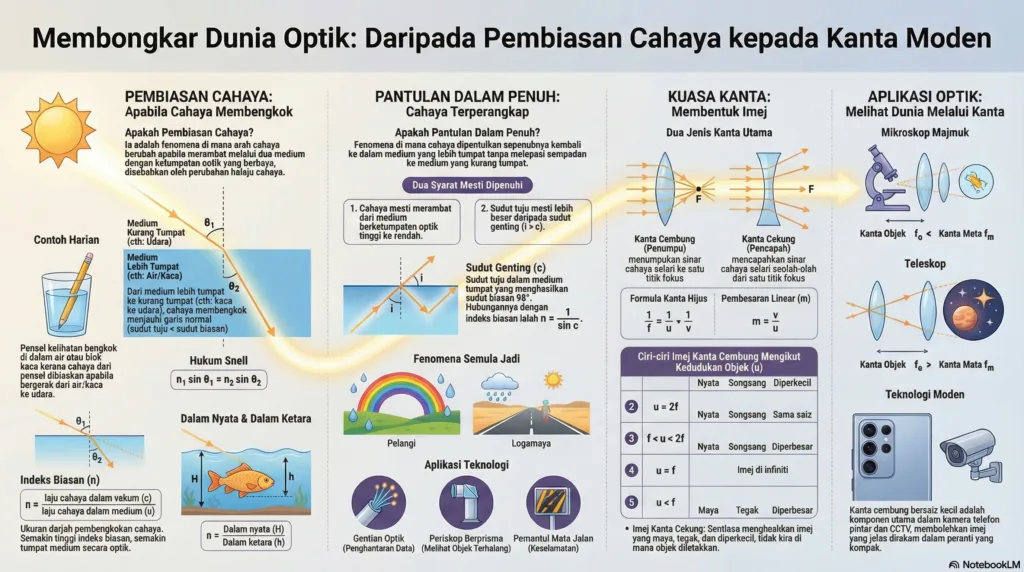 Nota Fizik Tingkatan 4 Bab 6: Cahaya Dan Optik