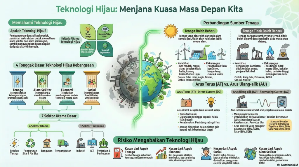 Nota Pengajian Kejuruteraan Elektrik Dan Elektronik Tingkatan 4 Bab 2: Penghasilan Arus Terus (AT) Dan Arus Ulang-alik (AU) Daripada Penuaian Tenaga Boleh Baharu