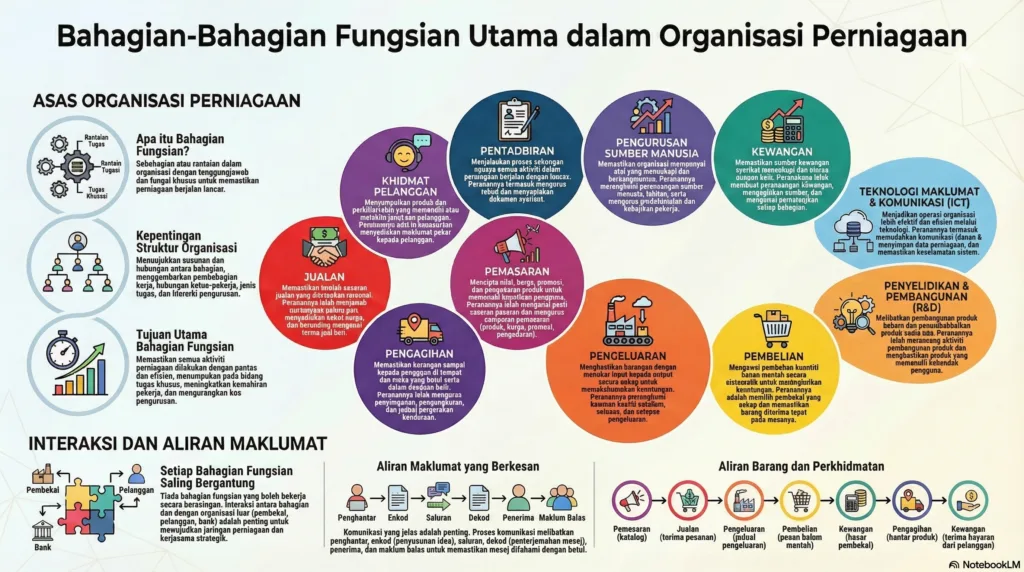 Nota Perniagaan Tingkatan 4 Bab 4: Bahagian-Bahagian Fungsian Utama Dalam Organisasi Perniagaan
