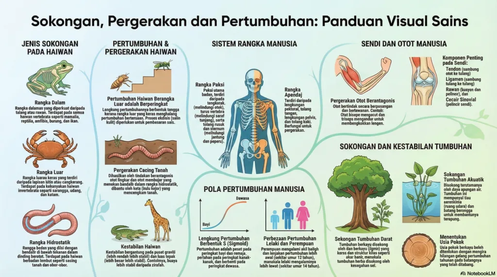 Nota Sains Tingkatan 4 Bab 6: Sokongan, Pergerakan Dan Pertumbuhan