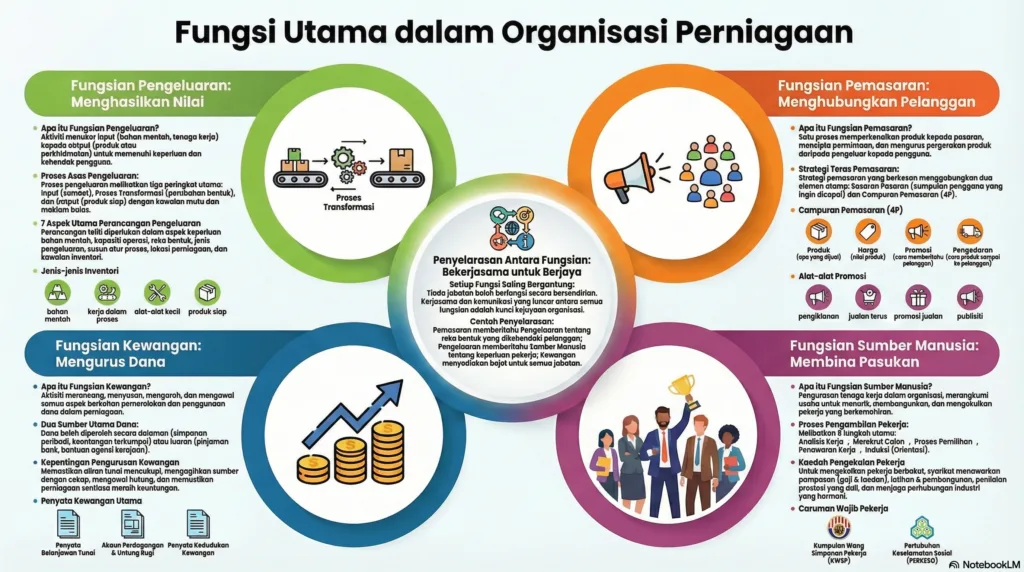 Nota Keusahawanan Tingkatan 5 Bab 2: Fungsian Dalam Organisasi Perniagaan
