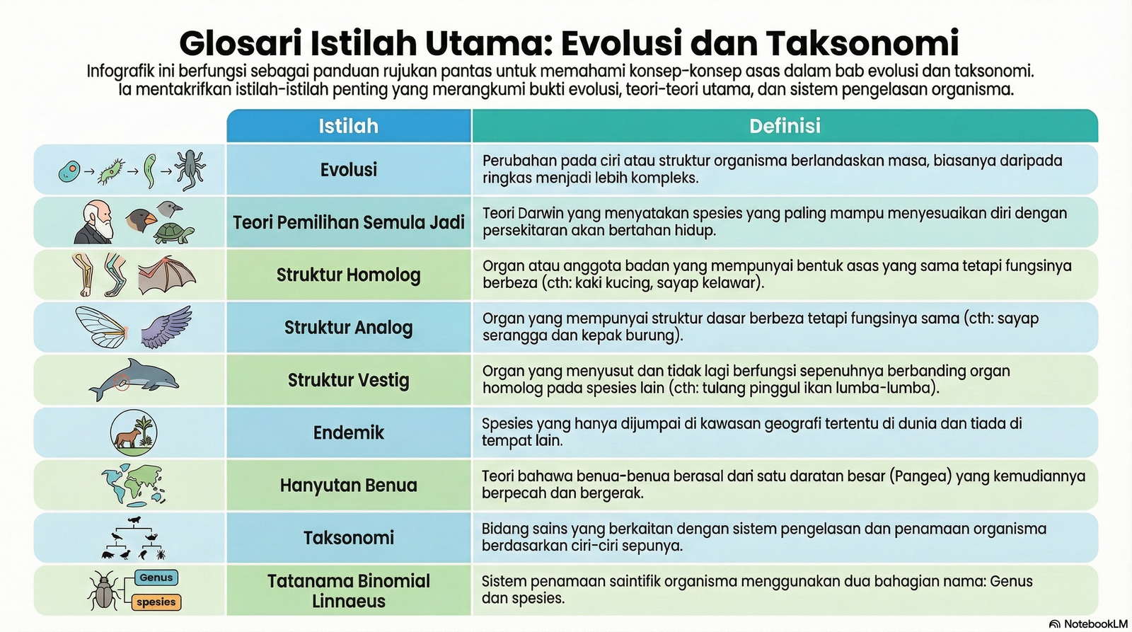 Nota Sains Tambahan Tingkatan 4 Bab 1: Evolusi dan Taksonomi